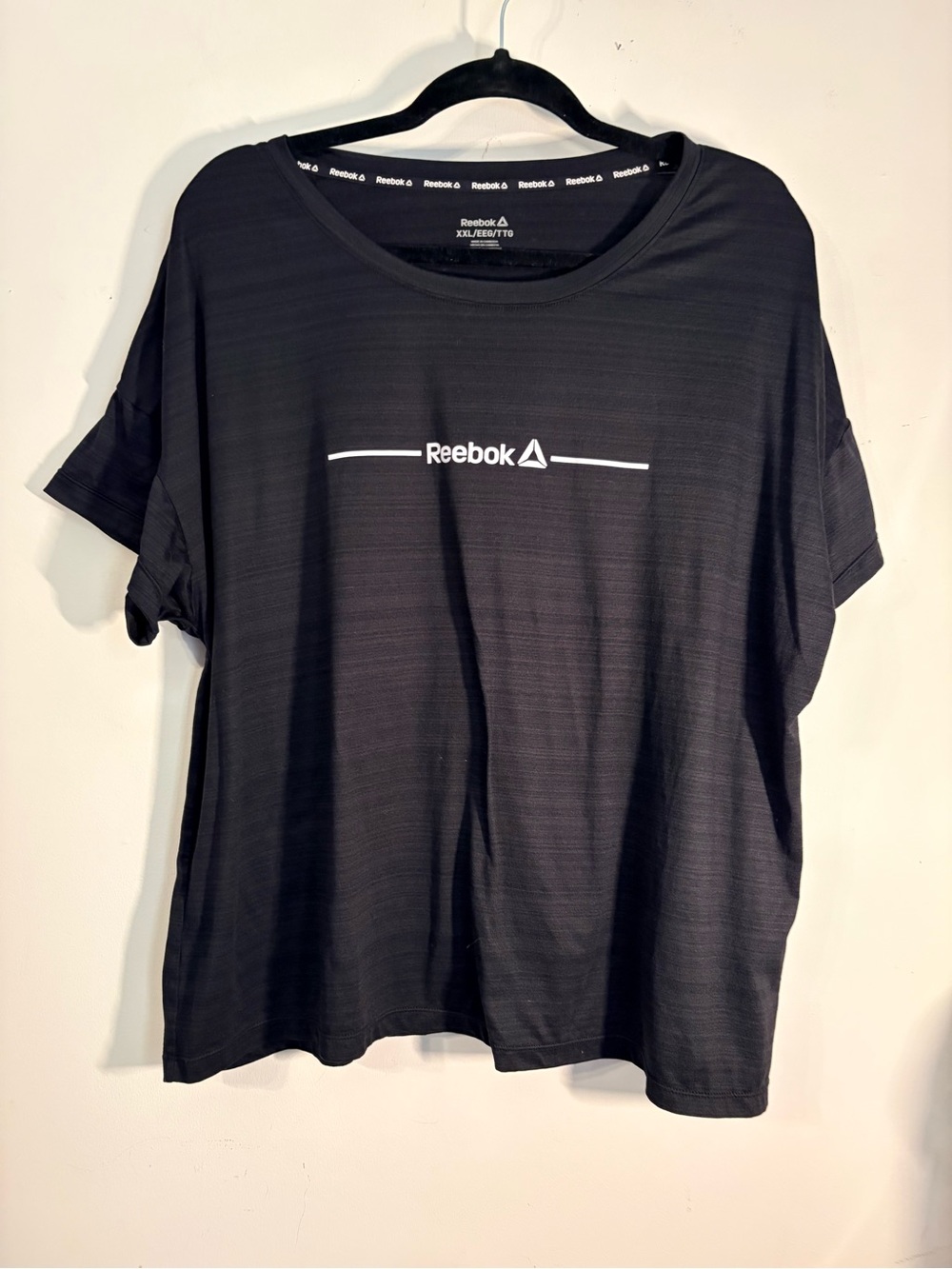 Reebok Black Short Sleeve Tee with White Logo